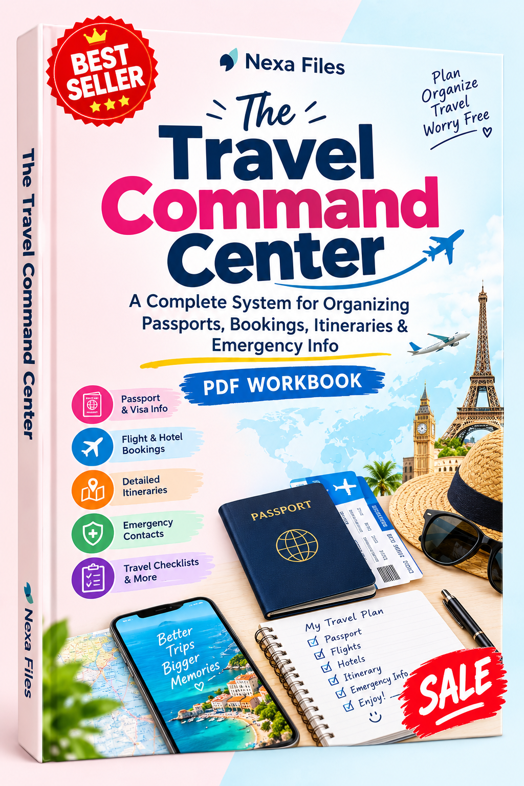 The Travel Command Center: A Complete System for Organizing Passports, Bookings, Itineraries & Emergency Info (PDF Workbook)
