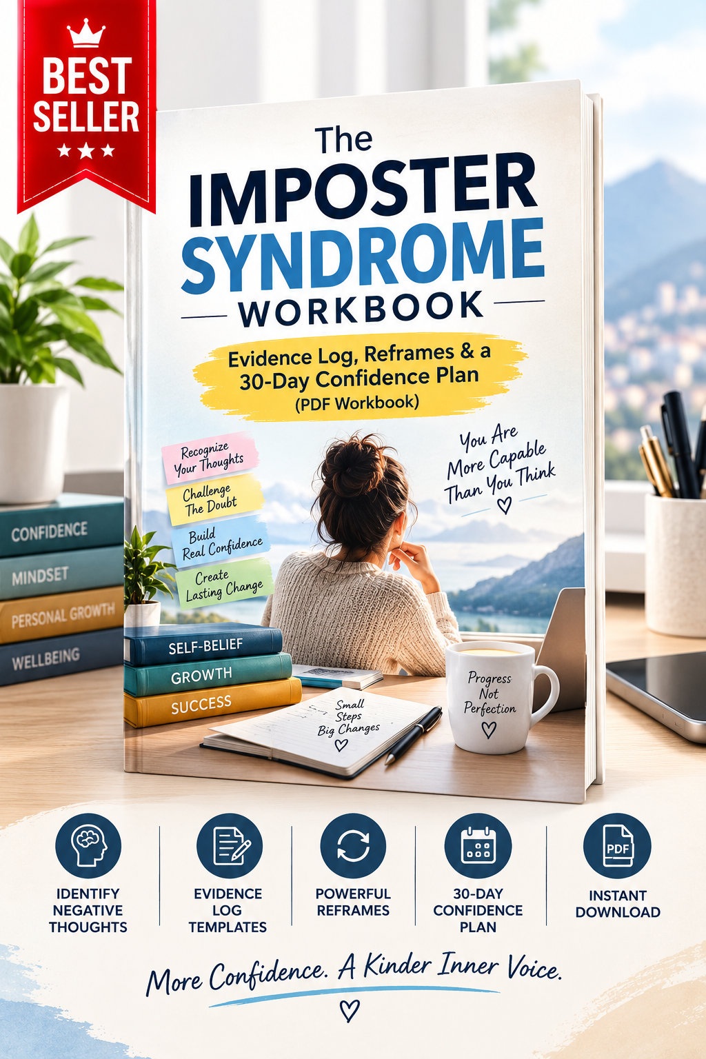 The Imposter Syndrome Workbook: Evidence Log, Reframes & a 30-Day Confidence Plan (PDF Workbook)