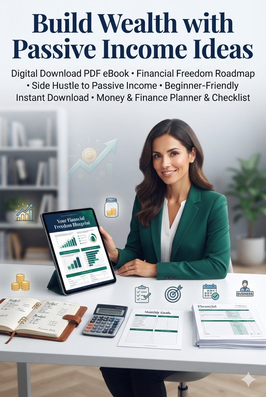 Build Wealth with Passive Income Ideas | Digital Download PDF eBook | Financial Freedom Roadmap | Side Hustle to Passive Income | Beginner-Friendly Instant Download | Money & Finance Planner & Checklist
