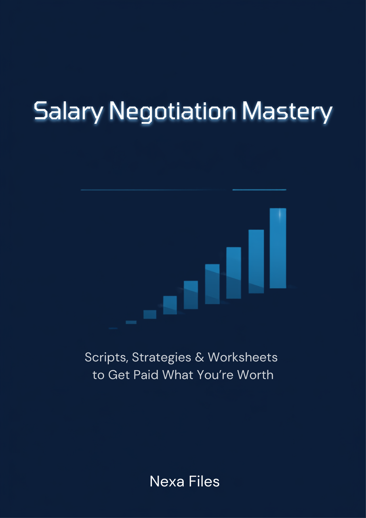 Salary Negotiation Mastery digital workbook cover mockup on a desk with a notepad and pen