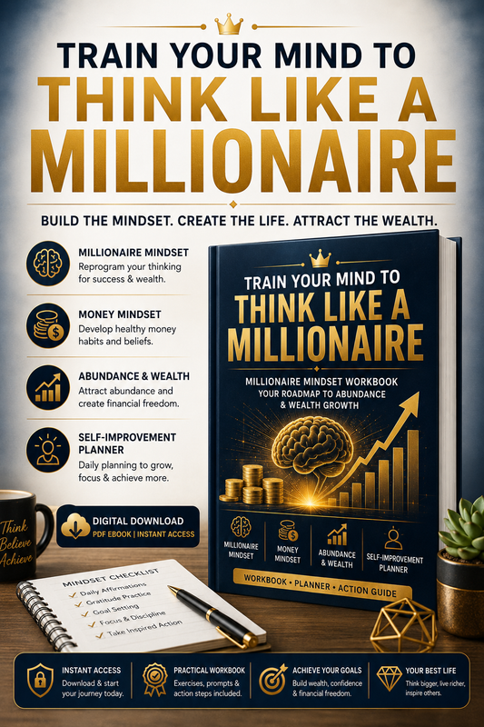Think Like a Millionaire: Money Mindset Workbook | Digital Download PDF | Abundance & Wealth Building Self-Improvement Planner