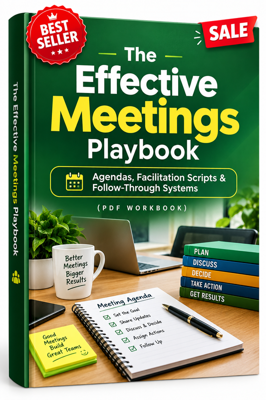 The Effective Meetings Playbook: Agendas, Facilitation Scripts & Follow-Through Systems (PDF Workbook)