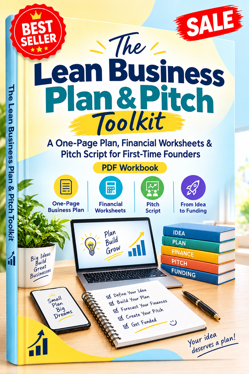 The Lean Business Plan & Pitch Toolkit: A One-Page Plan, Financial Worksheets & Pitch Script for First-Time Founders (PDF Workbook)