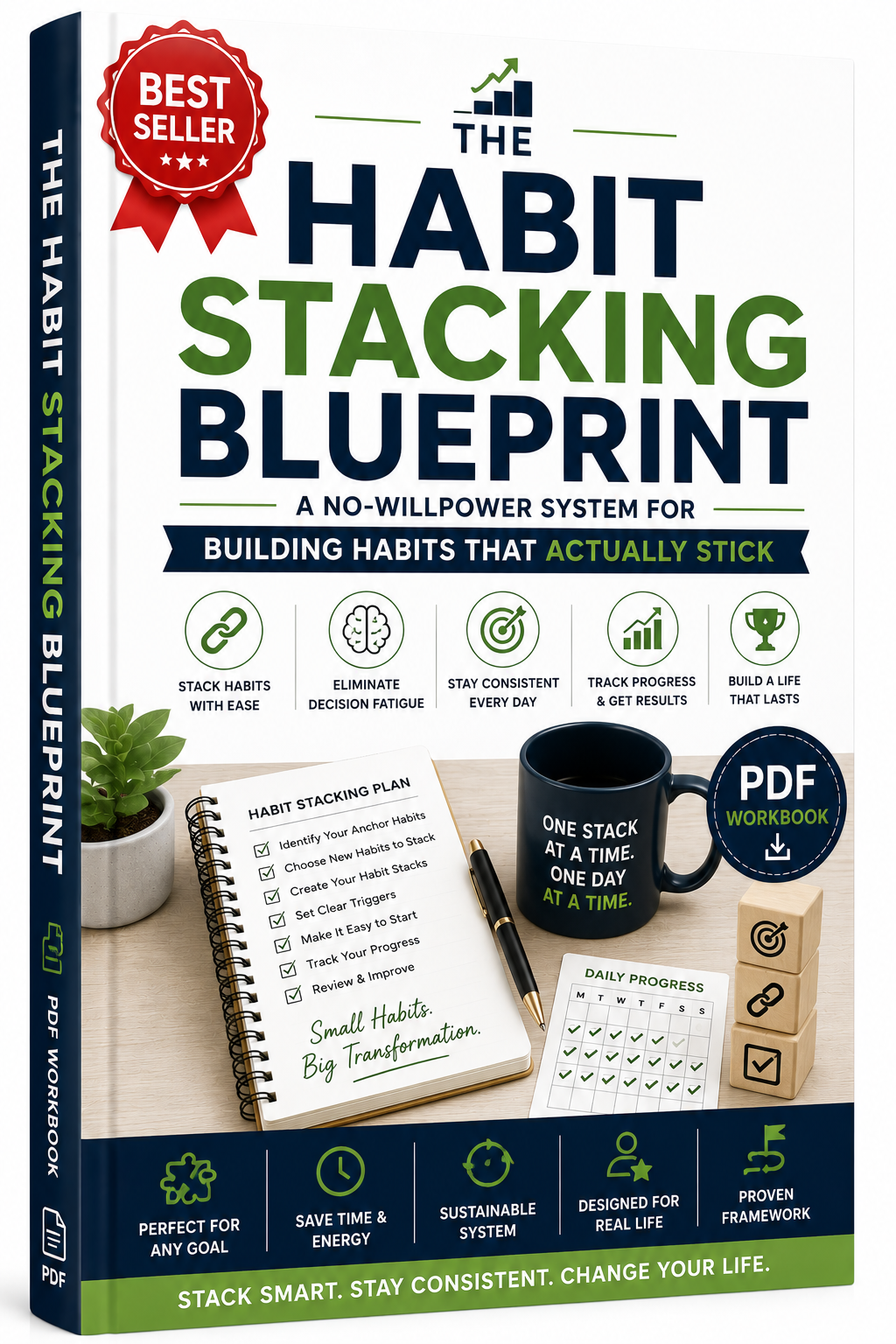 The Habit Stacking Blueprint: A No-Willpower System for Building Habits That Actually Stick (PDF Workbook)