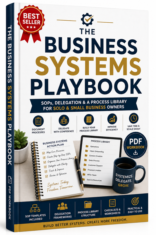 The Business Systems Playbook: SOPs, Delegation & a Process Library for Solo & Small Business Owners (PDF Workbook)