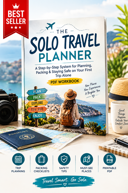 The Solo Travel Planner: A Step-by-Step System for Planning, Packing & Staying Safe on Your First Trip Alone (PDF Workbook)