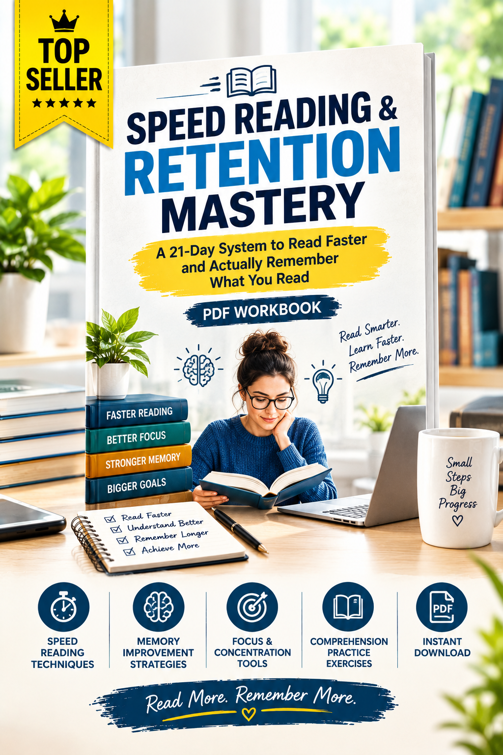 Speed Reading & Retention Mastery: A 21-Day System to Read Faster and Actually Remember What You Read (PDF Workbook)