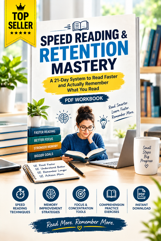 Speed Reading & Retention Mastery: A 21-Day System to Read Faster and Actually Remember What You Read (PDF Workbook)