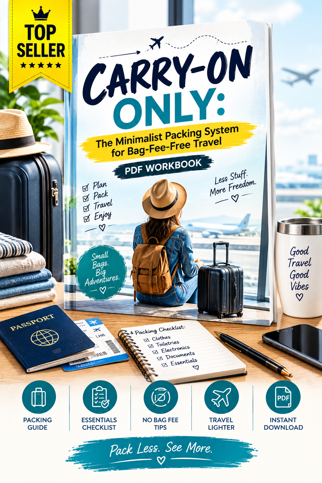 Carry-On Only: The Minimalist Packing System for Bag-Fee-Free Travel (PDF Workbook)