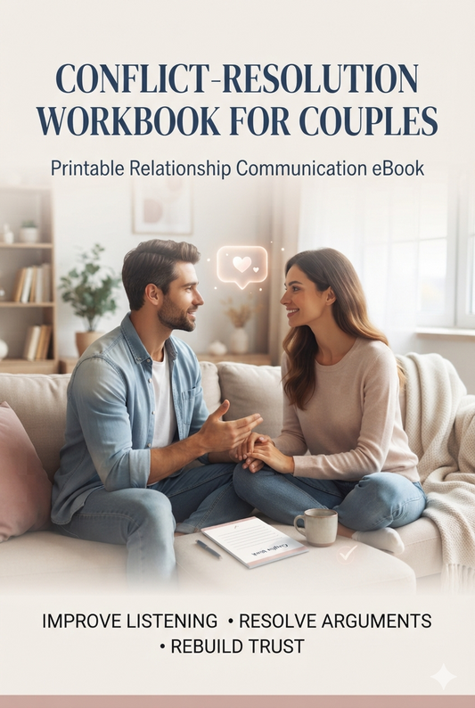 Conflict-Resolution Workbook for Couples | Printable Relationship Communication eBook | Improve Listening, Resolve Arguments, Rebuild Trust