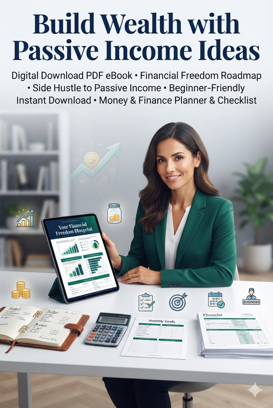 Build Wealth with Passive Income Ideas | Digital Download PDF eBook | Financial Freedom Roadmap | Side Hustle to Passive Income | Beginner-Friendly Instant Download | Money & Finance Planner & Checklist