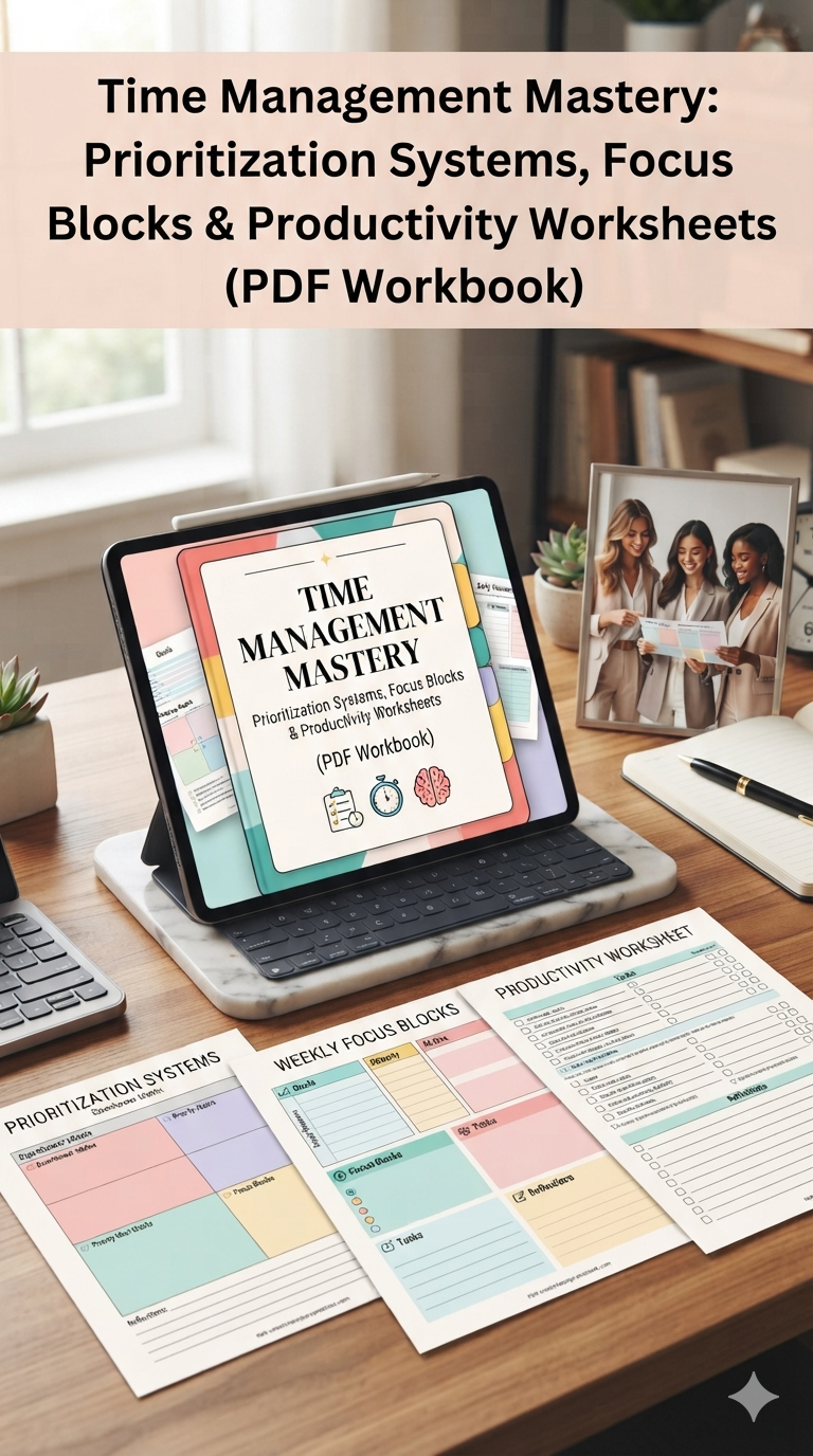 Time Management Mastery: Prioritization Systems, Focus Blocks & Productivity Worksheets (PDF Workbook)